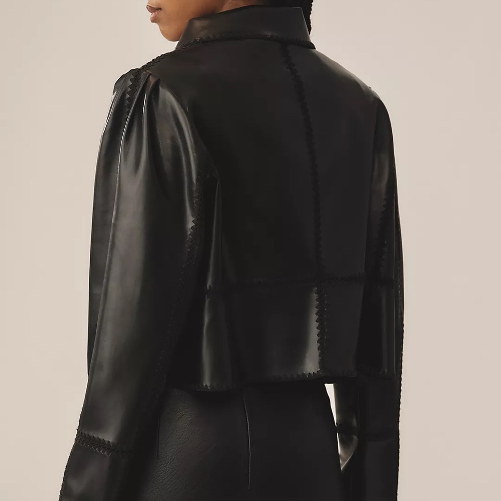 NWT By Anthropologie Faux-Leather Swing Jacket